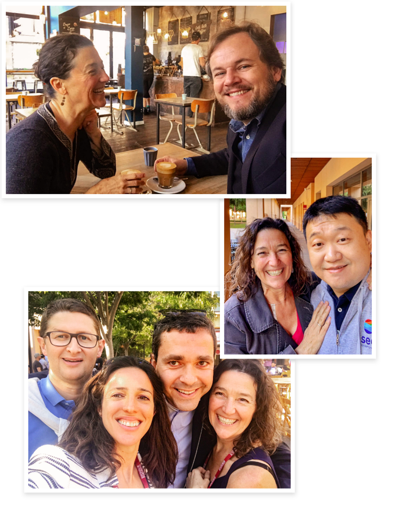 Joyous reunions captured in a photo collage of Virginia and MBA alumni from Poland, China and France.